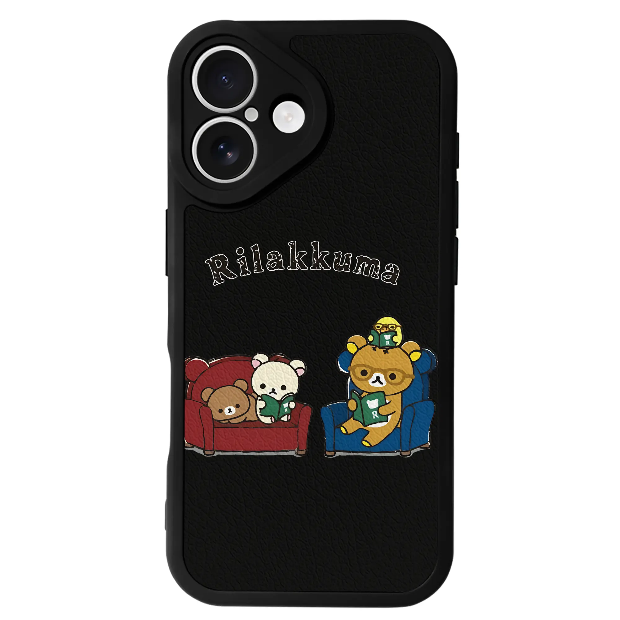 リラックマ (Rilakkuma) グッズ リラックマ (Rilakkuma) - IPhone 16シリーズ対応 ・ シリコンスマホケース ・ レザー調 ・ 高精度フィット ・ 耐衝撃 ・ ワイヤレス充電対応 ・ 精密カット